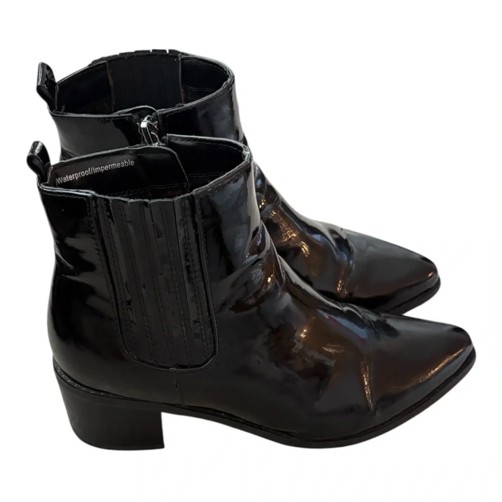 Blondo Elvina Black Patent Leather Classic Stylish Ankle Boots Booties sz 8